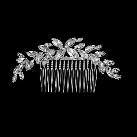 Ny sølvbelagt hårkam Håndlagde perler strass Mote metallhodeplagg Elegant hårpynttilbehør for kvinner HS-J4894