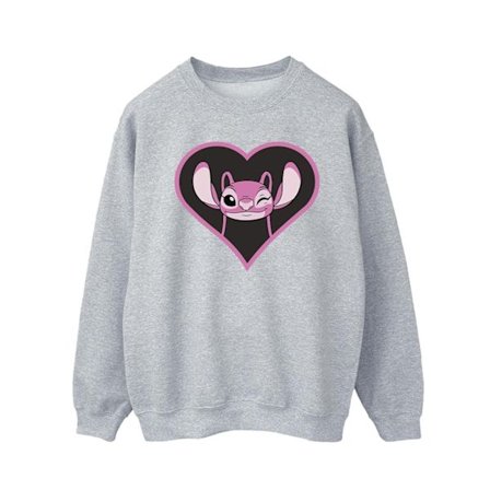 Lilo & Stitch Herr Angel Heart Sweatshirt M Sportgrå