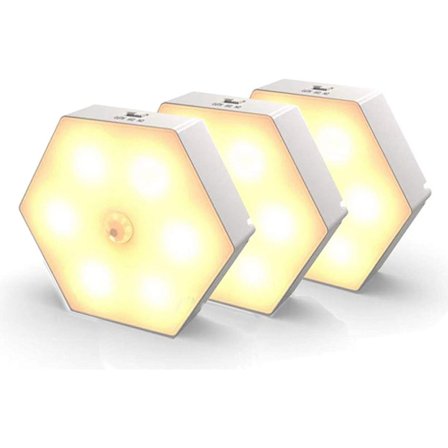 3 rörelseaktiverade lampor med batterier, automatisk på/av nattlampa