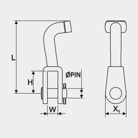 Toggle Seldén Ø5 mm, T a forcella, Ø9.5 mm, 76 mm