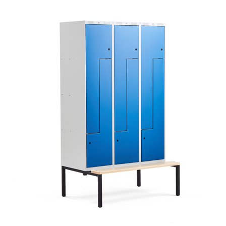 Z-Spind CLASSIC, 3 Module/6 Türen, 2120 x 1200 x 550 mm, blau