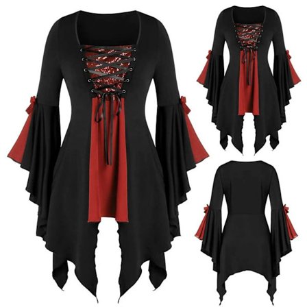 Viikinki-piratti cosplay-asu Halloween-noitapuku keskiaikainen steampunk naisten off shoulder t-paita sideliivi XXXXL