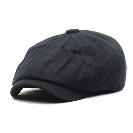 Newsboy Cap Ensfarvet Vintage Bånd Peaked Cap