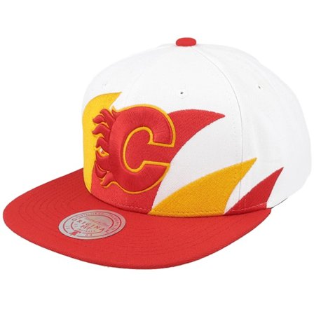 Mitchell & Ness - White snapback Gorra - Calgary Flames Vintage Sharktooth White/Red Snapback @ Hatstore
