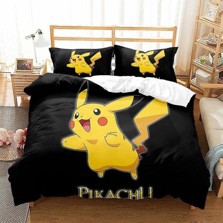 Nytt Två- eller Tredelat Set Pikachu Serie Påslakanset Sängkläder Födelsedag Julklapp E06-Perfet
