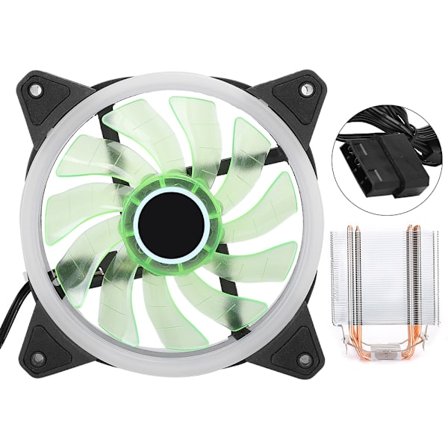 Intel LGA 2011 775 1155 1366 CPU-kjøler med 6 messingvarmerør Ultra Silent Vifte Aurora Grønn LED 3-pinners