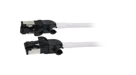 SYNERGY Patchkabel RJ45, CAT6A 500Mhz, 7,5m, weiss, S/FTP, slimline rund d=4,5mm, TPE/LSZH(Superflex), AWG28, mit CAT7 Rohk., drehbarer Stecker,