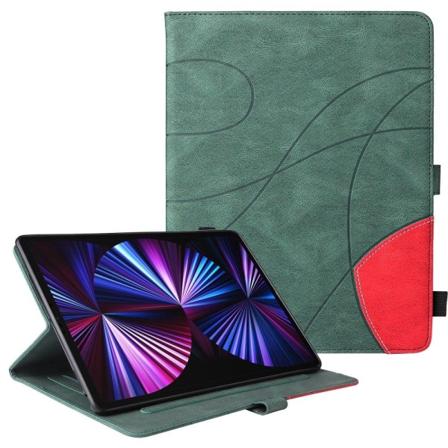 iPad Pro 12.9 (2021) / (2020) / (2018) KT dubbelfärgat flipfodral i läder - Grön Grön