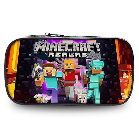 Barn Minecraft printed pennfodral Case Dragkedja väska Presenter X.v5(D)