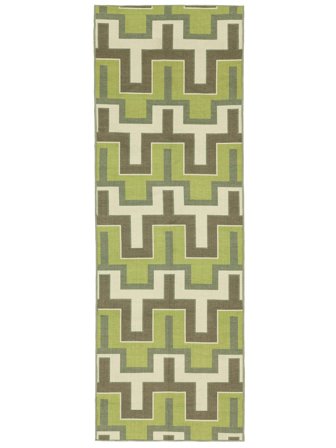 Washable Mona Olive Green Runner Rug Small Oeko-Tex