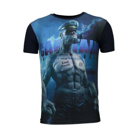 Local Fanatic Captain Sailor Rhinestone - T Shirt - 5973 blå, Herr, Herr, Storlek: S