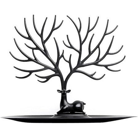 Halsband Armband Halsband Hjorthållare Halsband Horn Trä Smyckesställ (Svart)