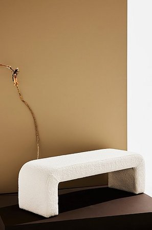 Jotex - Ławka z Tkaniny Bouclé 120x41 Cm Biały - Odette - Kup Pastill - Meble firmy Jotex