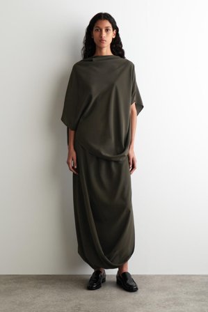 COS Women's Hooded Silk Top in Brown