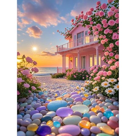 Landskabs Diamant Kunst Sæt til Voksne, Blomster Gade Sceneri Diamant Maleri Sæt til Begyndere, Rund Fuld Drill Diamant Sceneri til 