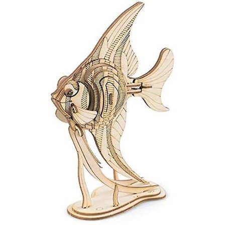 Bygg din egen 3D-träpussel i trä, modell av ängel fisk