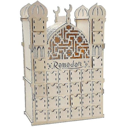 Ramadan Kalender, Gjenbrukbar Kalender i Tre med 30 Skuffer, Eid Mubarak Dekorasjon, Ramadan Kalender LGL