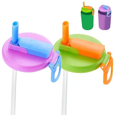 2-pack burklock med sugrör, läskburkslock, återanvändbara dekorationer för dryckesburkar