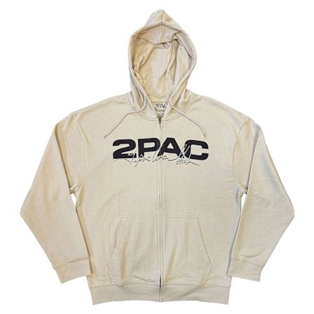 Tupac Shakur Unisex Vuxen Porträtt Logo Full Zip Hoodie XXL Sand