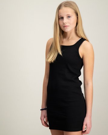 Calvin Klein RIB BADGE SQUARE NECK TANK DRESS Sort Kjoler Pige - Kids Brand Store