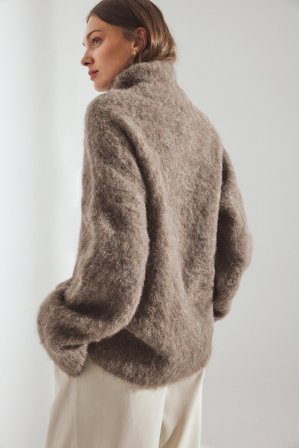 Premium Selection Strickpullover aus Alpakamischung mit Rollkragen - Premiumqualität - Braun - XS (EU 32)