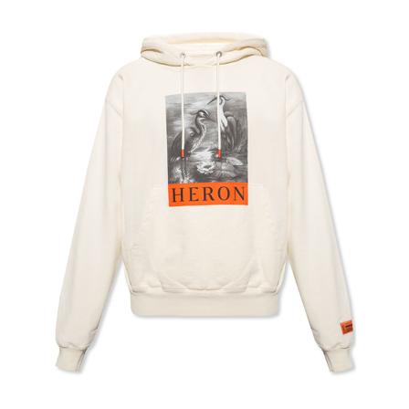 Heron Preston, Printed Hoodie Beżowy, Mężczyzna, Rozmiar: M