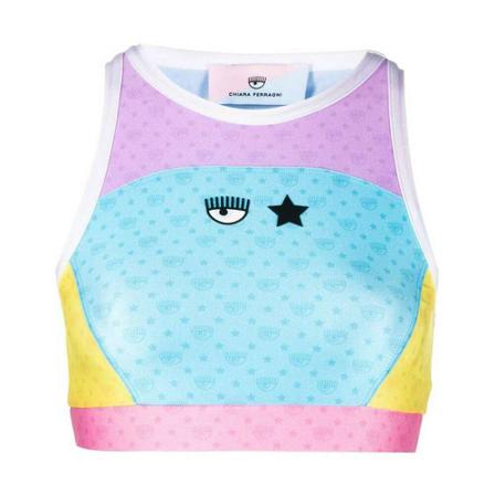 Chiara Ferragni Collection Chiara Ferragni Top Clear Blue , Blauw , Dames , Maat: 2XS