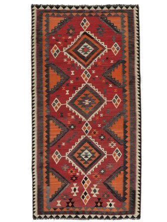 Oriental Kilim Vintage Rug 147X292 Dark Red/Black Wool, Persia