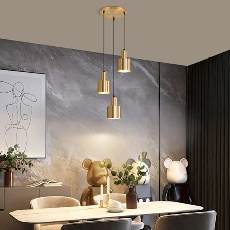 NETTLIFE pendellampa matbord hängande lampa vintage pendellampa 3 lågor rund modern design E27