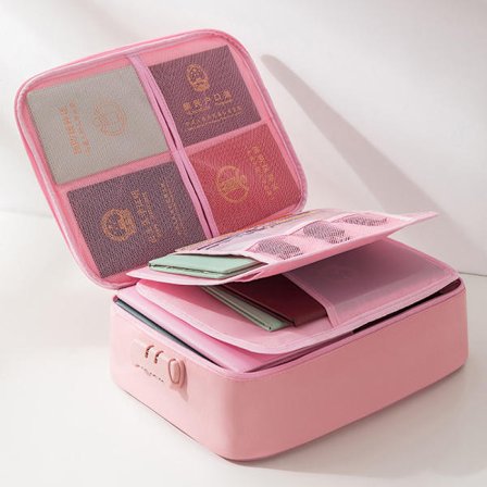 Tulenkestävä asiakirjalaukku lukolla, sopii kotiin, toimistoon ja matkoille, pinkki