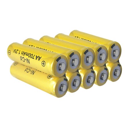 10 stk 1,2V AA NiCD 700mAh 2A oppladbare batterier for hage/plen/lampe
