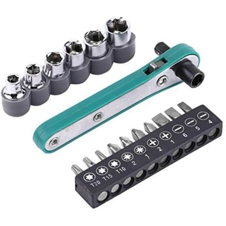 1/4" Offset Ratcheting Ratchet Skruvmejslar med Höger Vinkel Hex Drivbit och Hylsor