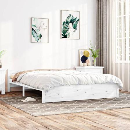 Vidaxl Sängram Vit Massivt Trä 180x200 Cm Vit