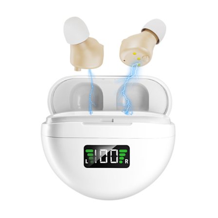 Hörselapparater för äldre med brusreducering och magnetiskt laddningsfodral
