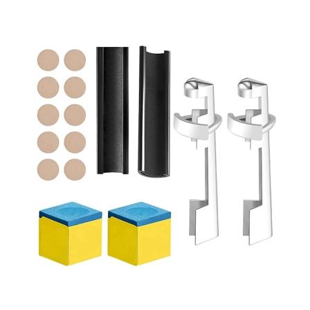 18 stk. pool-kø-reparationssæt Inkluderer 2 kø-klemme 10 pool-kø-spidser Billiard-kø-spidser Shaper Chalk Squa