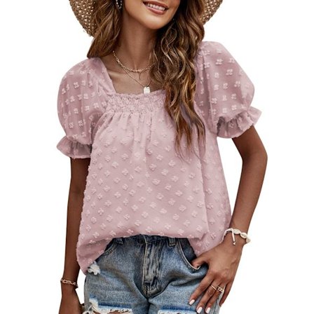 Kortärmade skjortor Sommar Casual Tshirts Summer Ladies Square