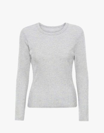 Women Organic Rib LS T-Shirt - Snow Melange - M
