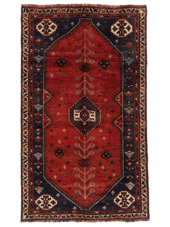 Orientalisk Shiraz Matta 153X255 Svart/Mörkröd Ull, Persien