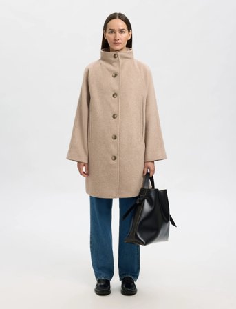 Selected Slfvinni Wool Blend Coat Noos - Beige - 38