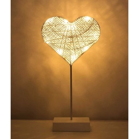 Nattlampa, dekorativ LED-bordslampa, elektrisk hjärtformad LED-sänglampa
