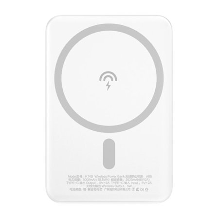 Powerbank 5000mAh med MagSafe och trådlös laddning - Vit