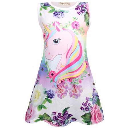 barn Flickor Unicorn Sleepwear Pyjamas Tunika Natt Sommarklänning purple 110cm