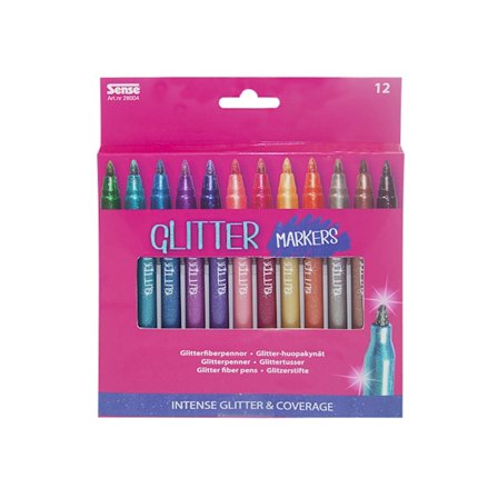 Sense Glitter Fiberpenner 12-pakning