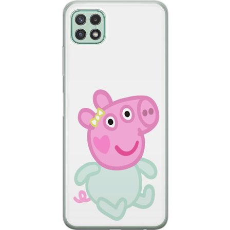 Yhteensopiva Puhelinkuori Samsung Galaxy A22 5G Peppa Pig vauvahahmo pastelliväreissä, suloinen piirretty lasten kuvitus pehmeällä minimalistisella ty