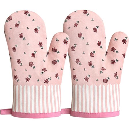 1 par (rosa blomst) ovnluffer, køkkenhandsker, grillhandske,