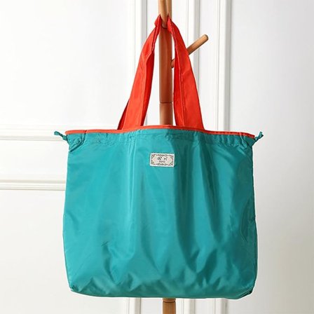 Vikbar Handväska/Axelväska (Stor, Sjöblå) med Dragsko, Stor Kapacitet, Återanvändbar Shoppingväska