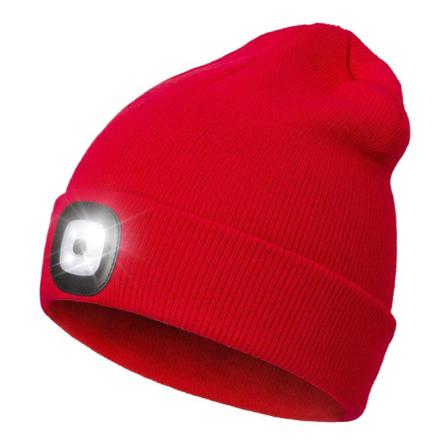 Stickad Mössa Med Led-ljus För Joggingvandring Red