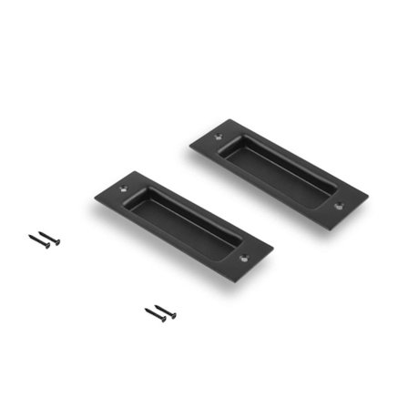 2 Finger Stalldørhåndtak (Svart) og med selvskruende skruer -