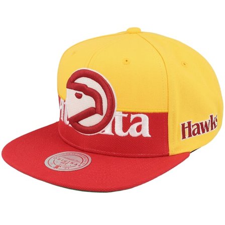 Mitchell & Ness - Atlanta Hawks Half & Half Red/Yellow Snapback Snapback Yellow Cap - NBA @ Hatstore