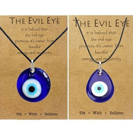 Onde Øjne Halskæde Armbånd, Blåt Tyrkisk Glas Læderreb Onde_tfrf